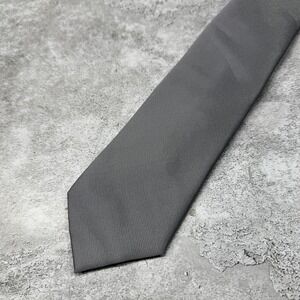 Tie Bar Silk Tie Mens One Size Gray Slim Solid 100% Silk Made In China Necktie